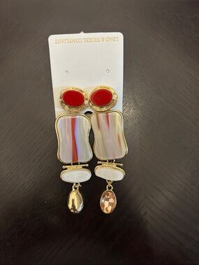 Lead & Nickel Compliant Multicolor Drop Earrings - Red Accent